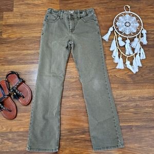 Cat & jack girls straight pants, olive green, size (14)